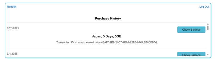 Purchase History Screenshot 2